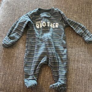 Carter's Teal Striped Little Brother Footie